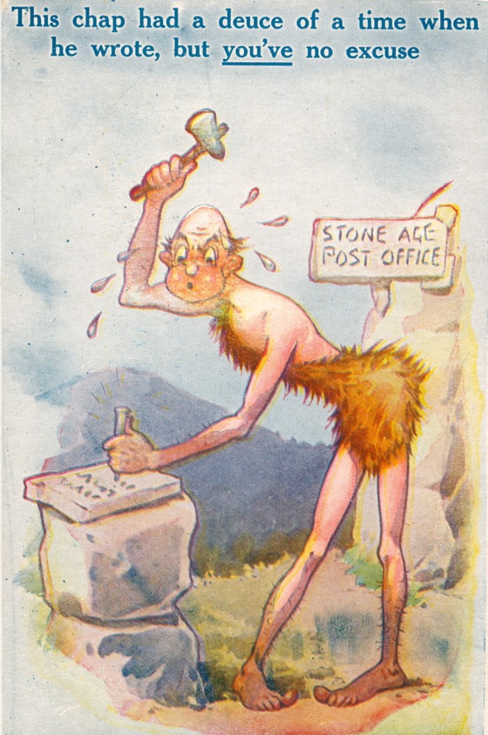 caveman postcard